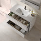 40" White Wood Freestanding Bathroom Vanity With White Sink And Three Drawers