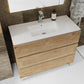 40" Oak Wood Freestanding Bathroom Vanity With White Sink And Three Drawers