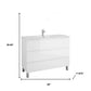 48" White Wood Freestanding Bathroom Vanity With White Sink And Three Drawers