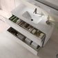 48" White Wood Freestanding Bathroom Vanity With White Sink And Three Drawers