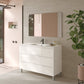 48" White Wood Freestanding Bathroom Vanity With White Sink And Three Drawers
