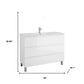 48" White Wood Freestanding Bathroom Vanity With White Sink And Three Drawers
