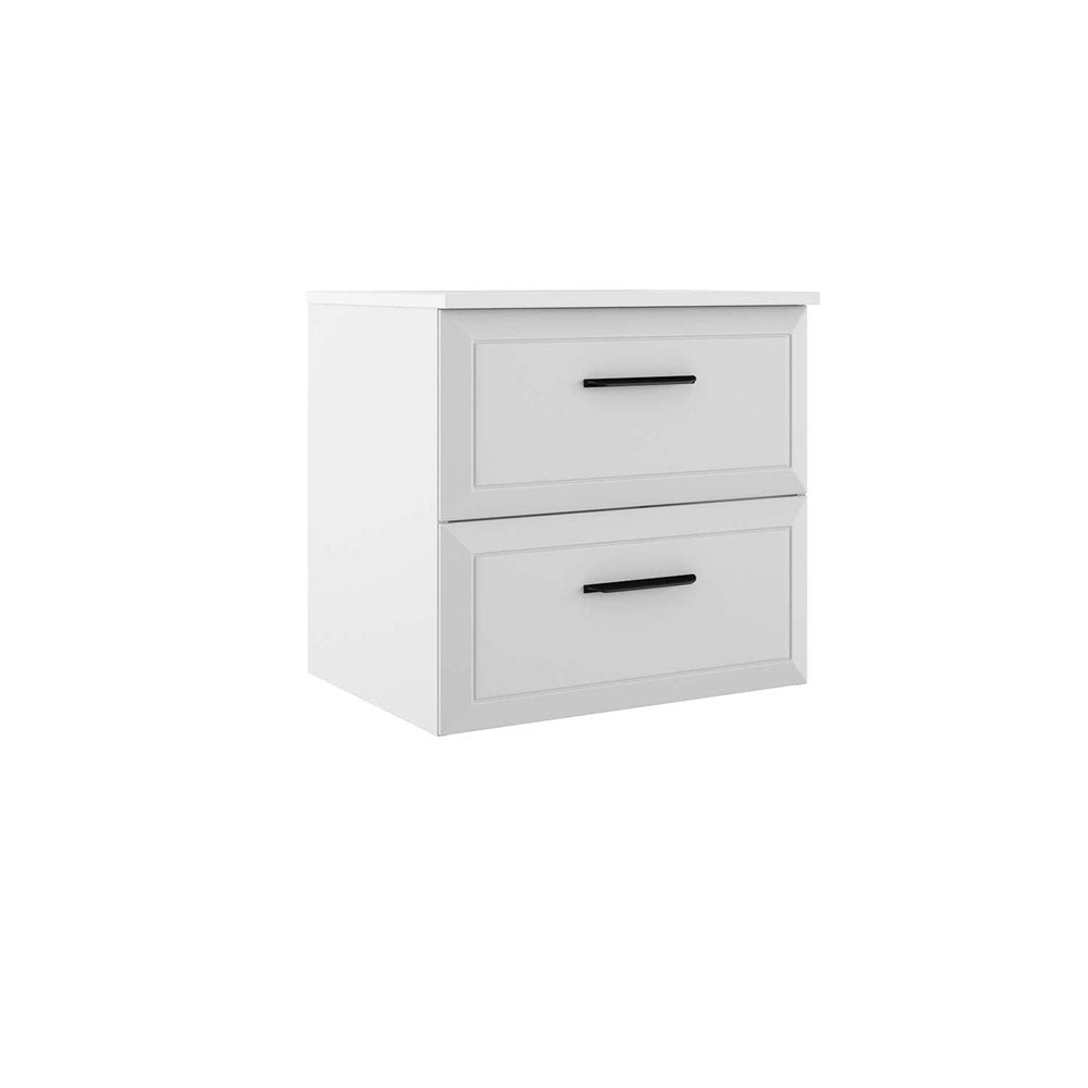 24" White Wood Floating Bathroom Vanity With White Sink And Three Drawers