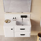 24" White Wood Floating Bathroom Vanity With White Sink And Three Drawers