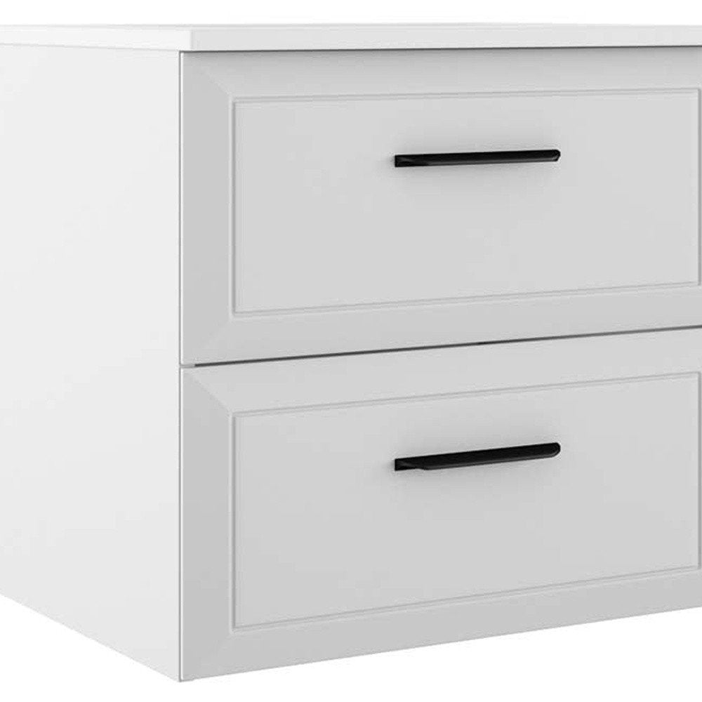 24" White Wood Floating Bathroom Vanity With White Sink And Three Drawers