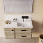 24" Natural Wood Floating Bathroom Vanity With White Sink And Two Drawers