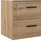 24" Natural Wood Floating Bathroom Vanity With White Sink And Two Drawers