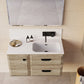 24" Natural Wood Floating Bathroom Vanity With White Sink And Two Drawers