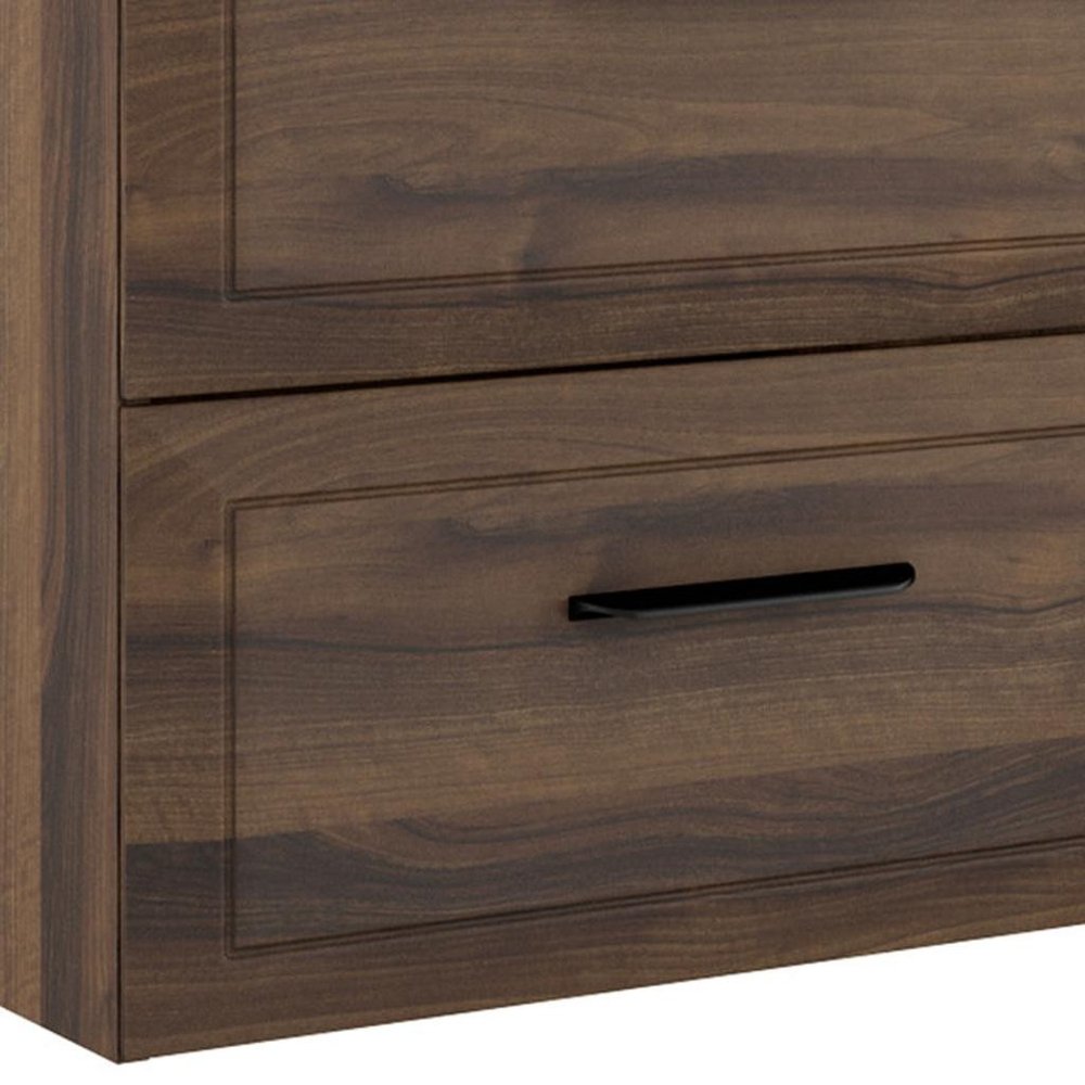 24" Dark Brown Wood Floating Bathroom Vanity With White Sink And Two Drawers