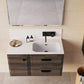 24" Dark Brown Wood Floating Bathroom Vanity With White Sink And Two Drawers