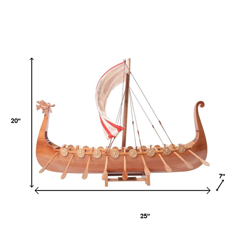 20" Unfinished Wood Hand Painted Model Boat