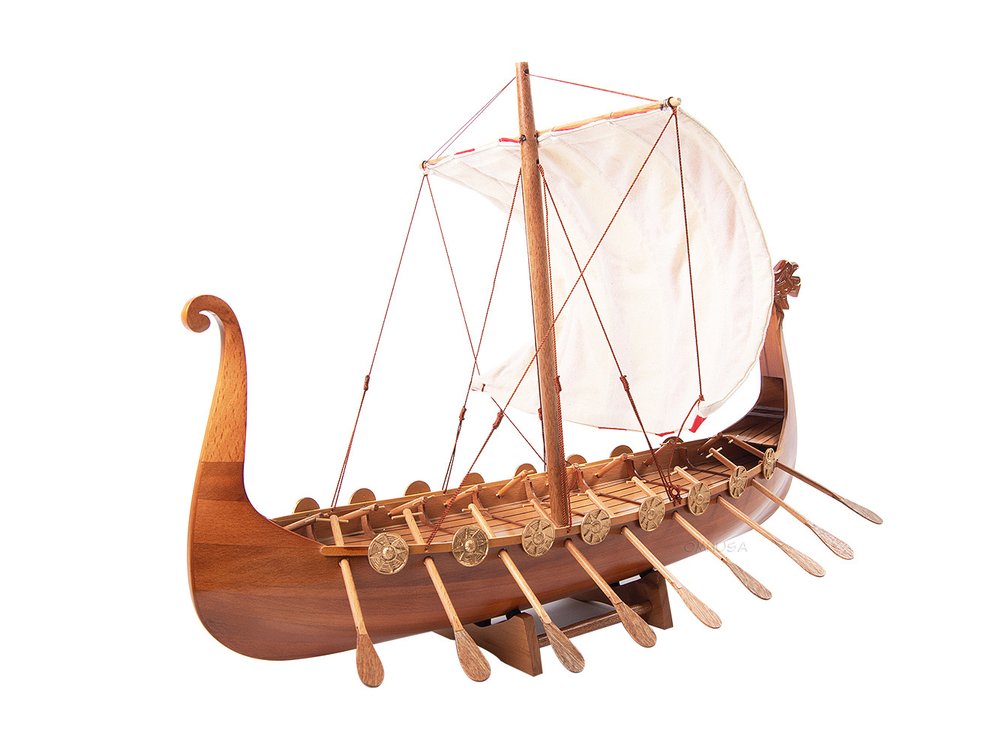 20" Unfinished Wood Hand Painted Model Boat