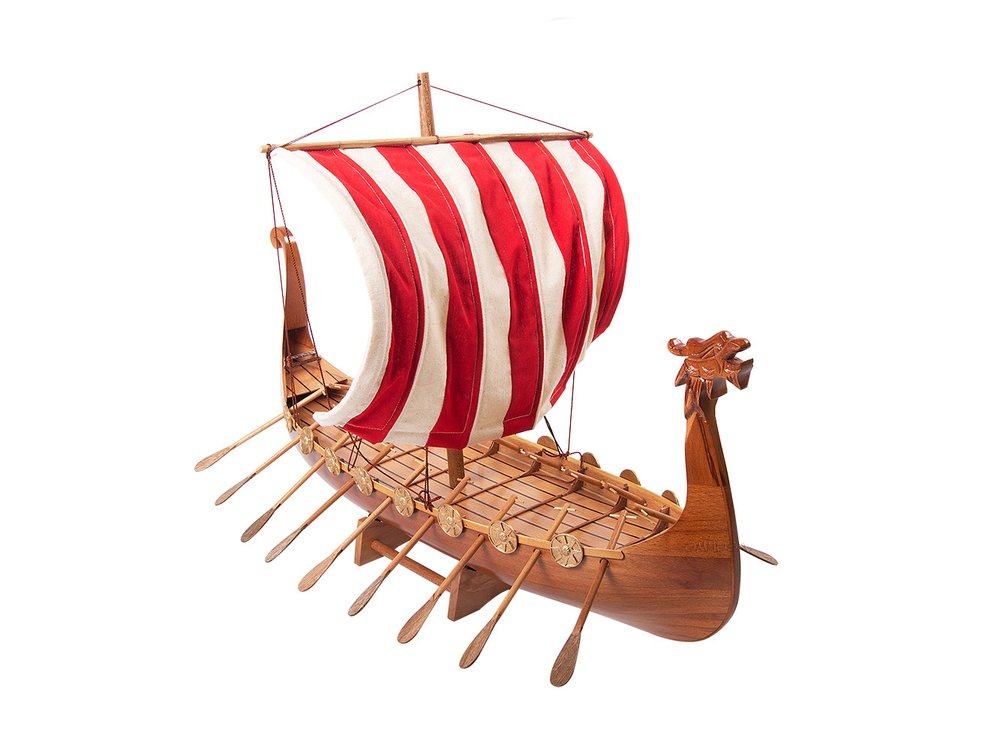 20" Unfinished Wood Hand Painted Model Boat