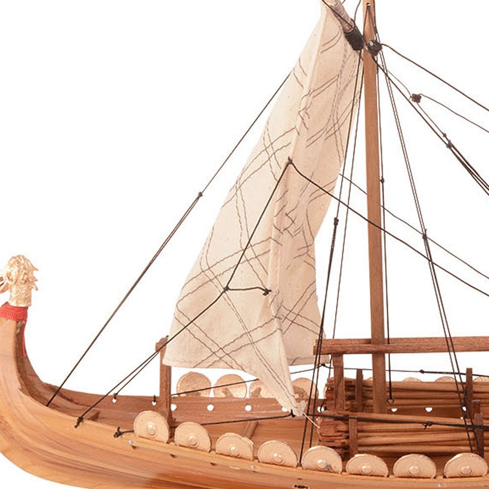 13" Unfinished Wood Hand Painted Model Boat