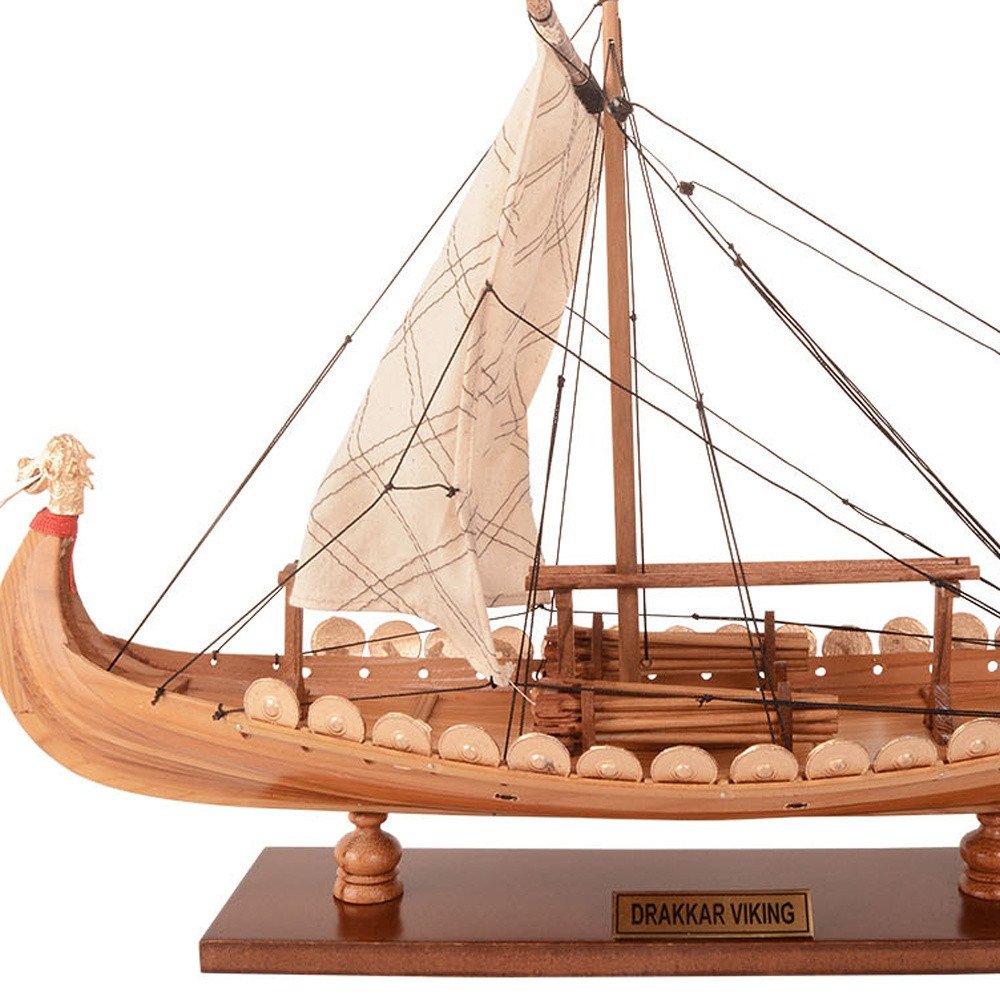 13" Unfinished Wood Hand Painted Model Boat