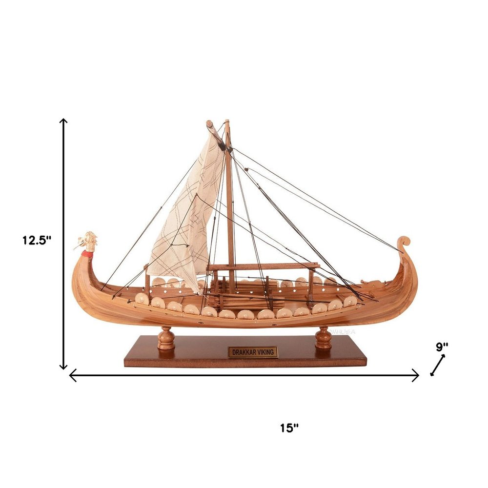 13" Unfinished Wood Hand Painted Model Boat