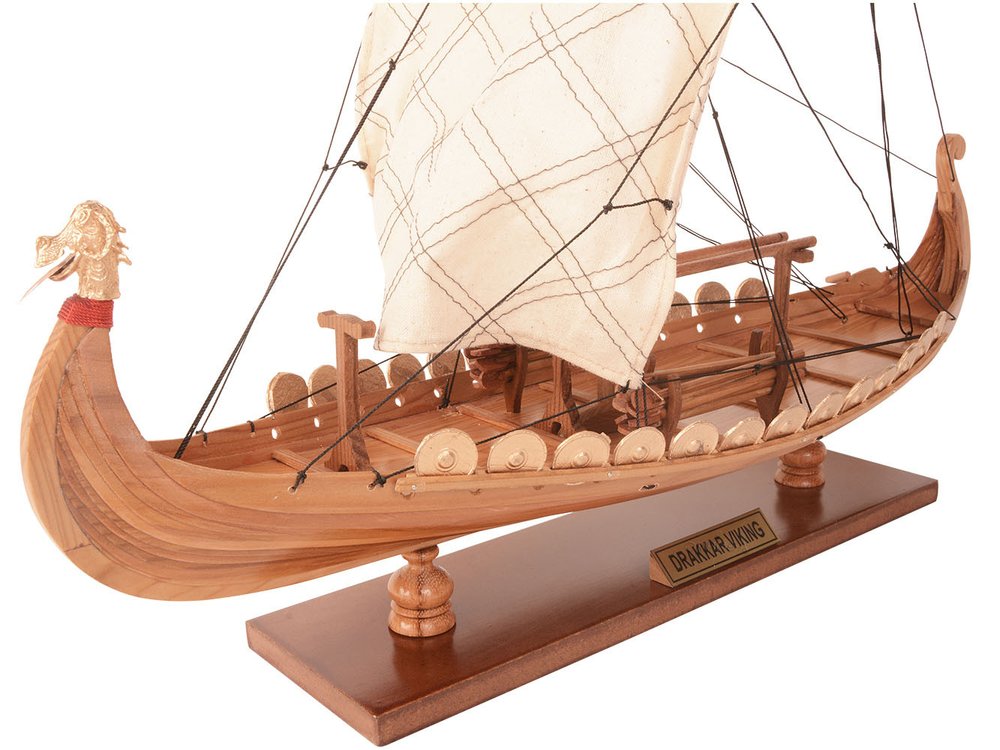 13" Unfinished Wood Hand Painted Model Boat