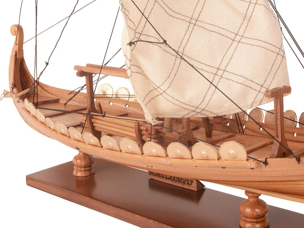 13" Unfinished Wood Hand Painted Model Boat