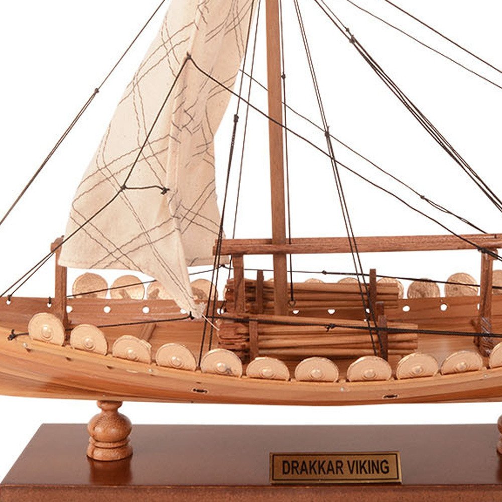 13" Unfinished Wood Hand Painted Model Boat