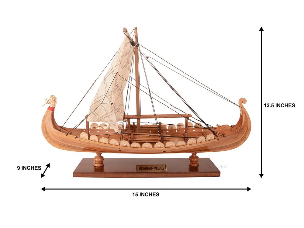 13" Unfinished Wood Hand Painted Model Boat