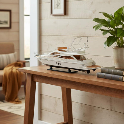 14" Unfinished Wood Hand Painted Model Boat