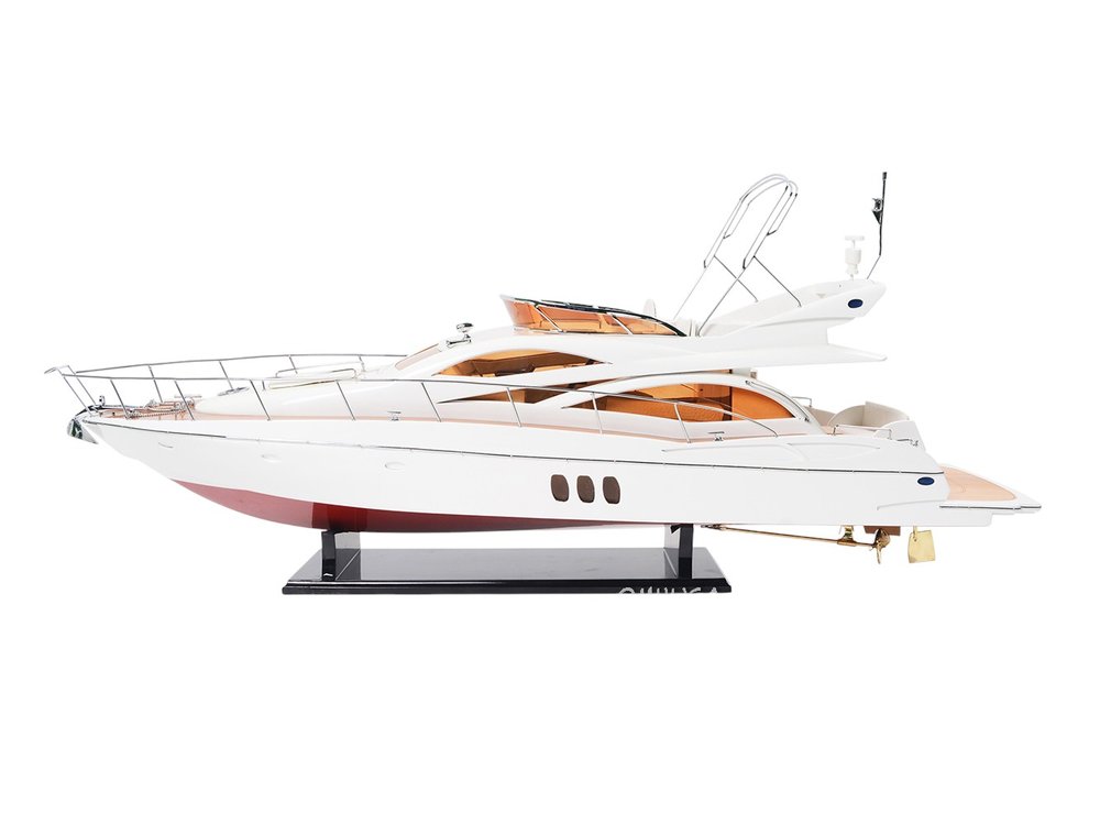 14" Unfinished Wood Hand Painted Model Boat