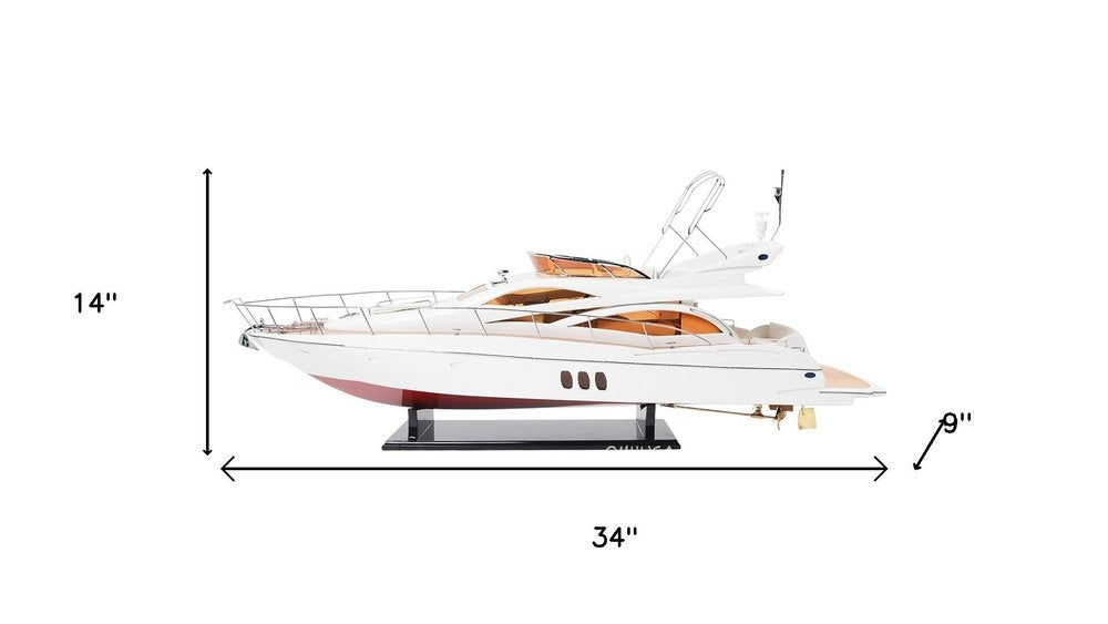 14" Unfinished Wood Hand Painted Model Boat