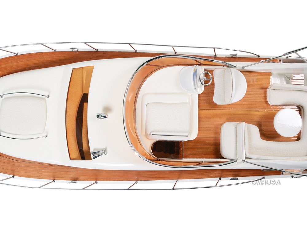 14" Unfinished Wood Hand Painted Model Boat