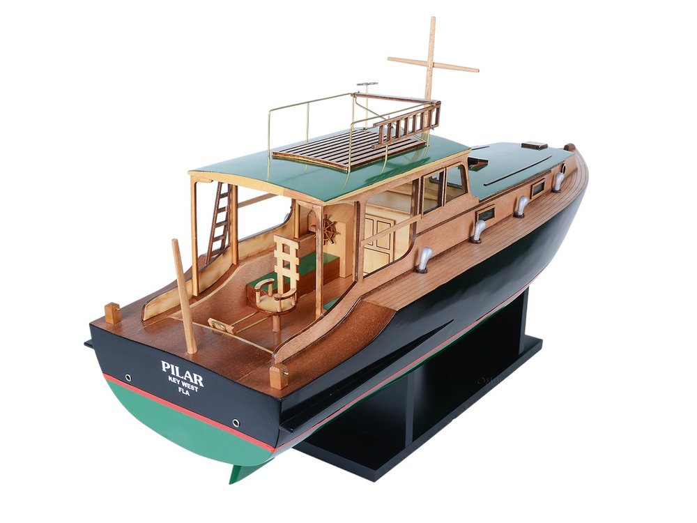 14" Unfinished Wood Hand Painted Model Boat