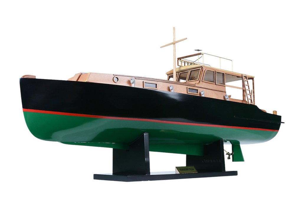 14" Unfinished Wood Hand Painted Model Boat