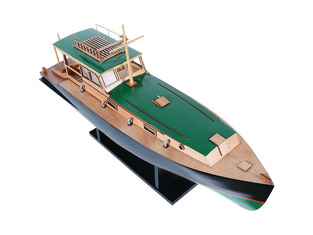 15" Unfinished Wood Hand Painted Model Boat