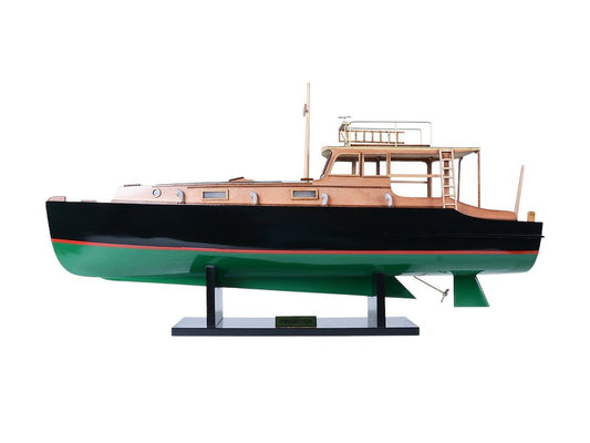14" Unfinished Wood Hand Painted Model Boat