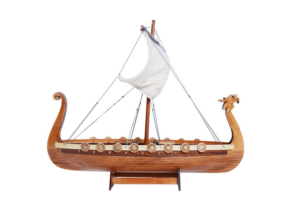 10" Unfinished Wood Hand Painted Model Boat