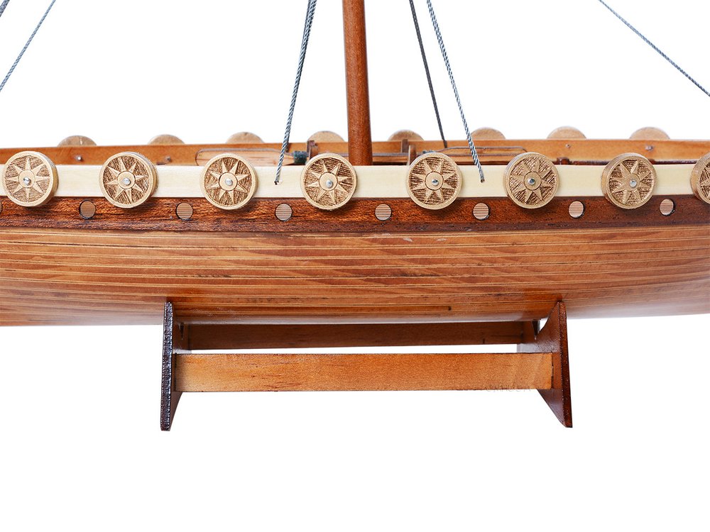 10" Unfinished Wood Hand Painted Model Boat