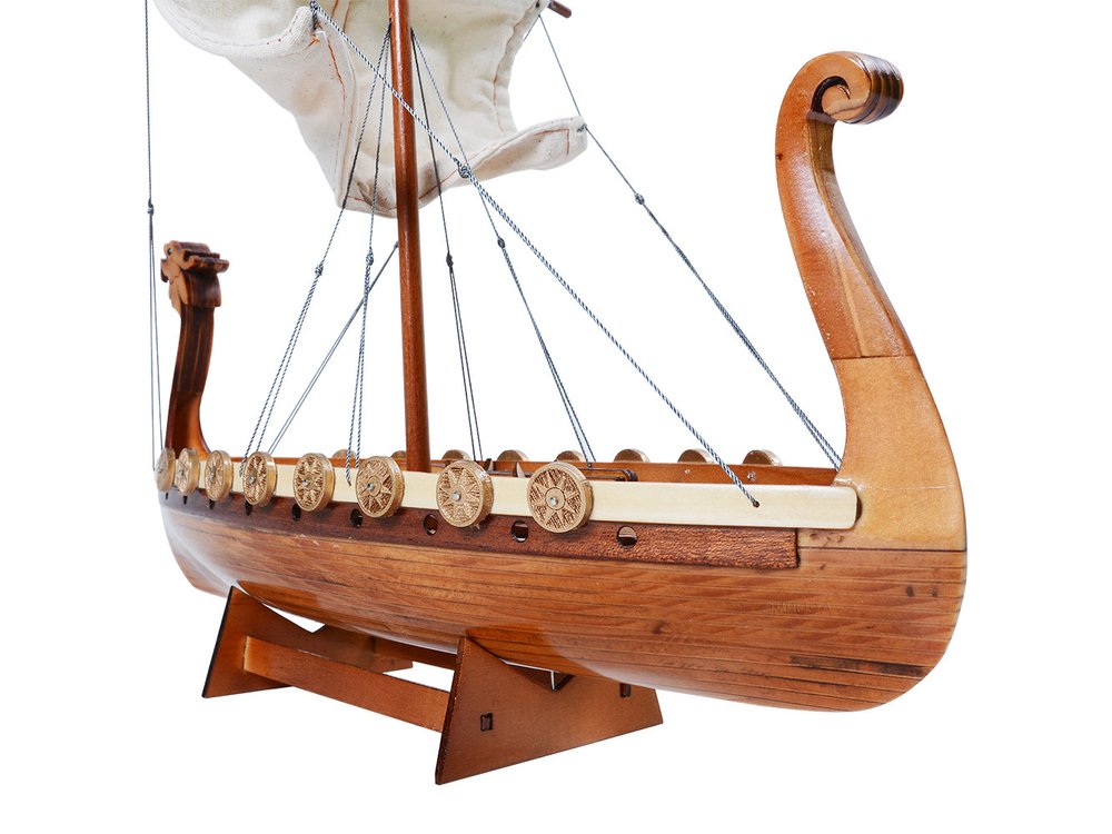 10" Unfinished Wood Hand Painted Model Boat
