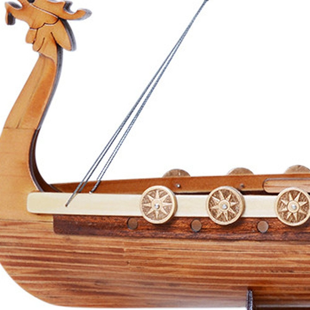 10" Unfinished Wood Hand Painted Model Boat