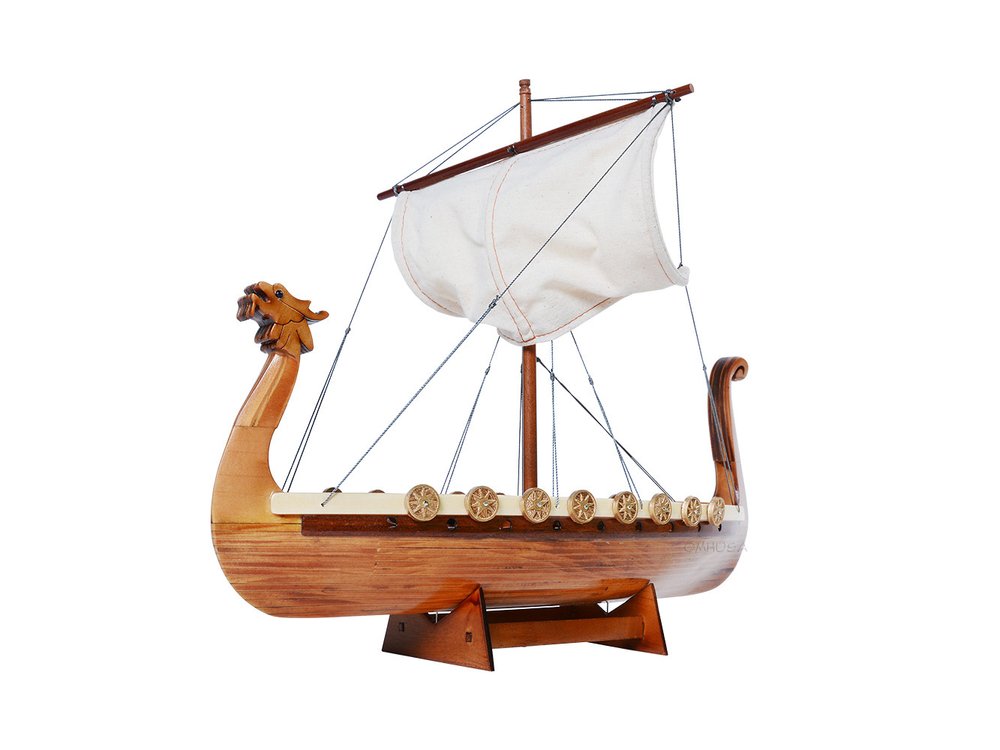 10" Unfinished Wood Hand Painted Model Boat