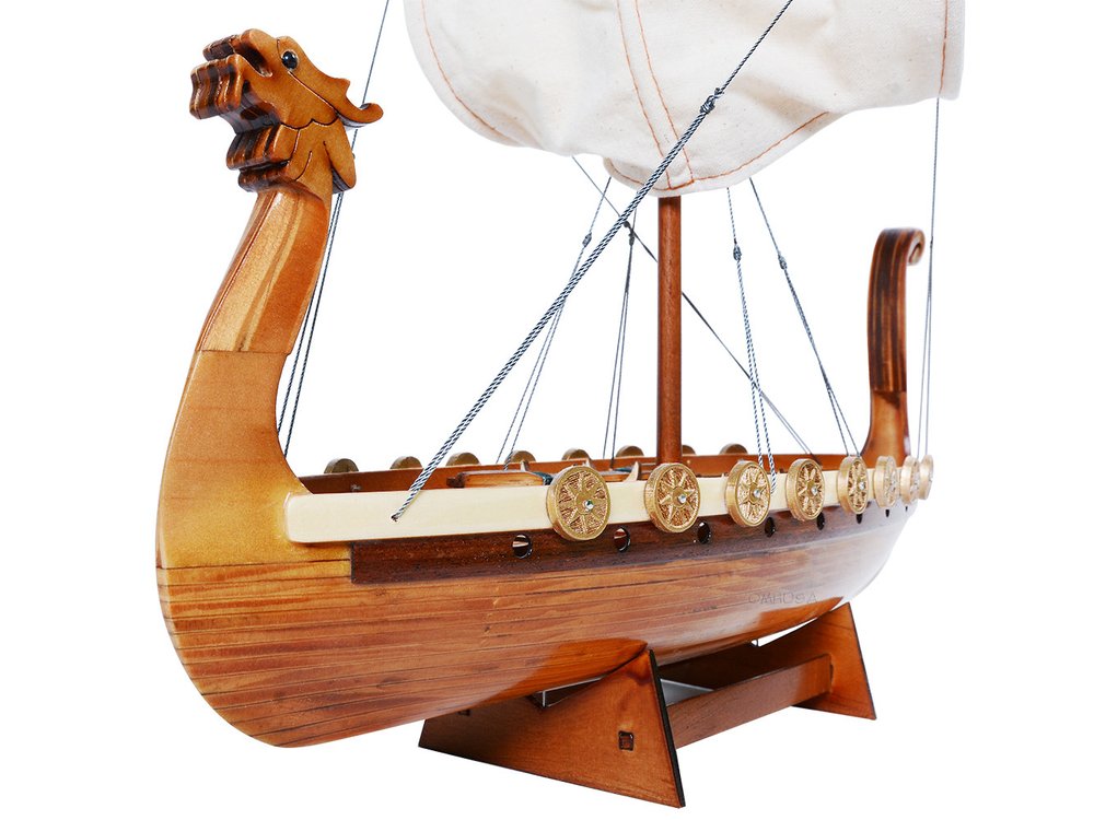 10" Unfinished Wood Hand Painted Model Boat