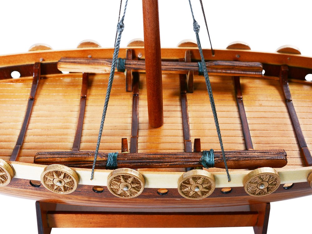 10" Unfinished Wood Hand Painted Model Boat