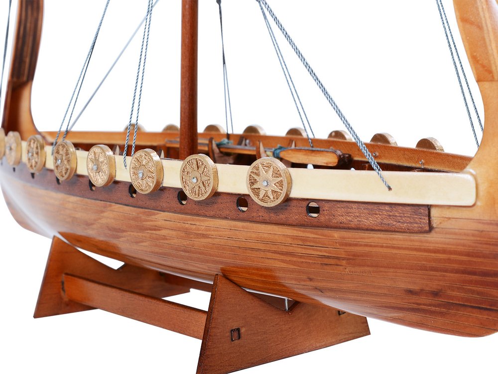 10" Unfinished Wood Hand Painted Model Boat