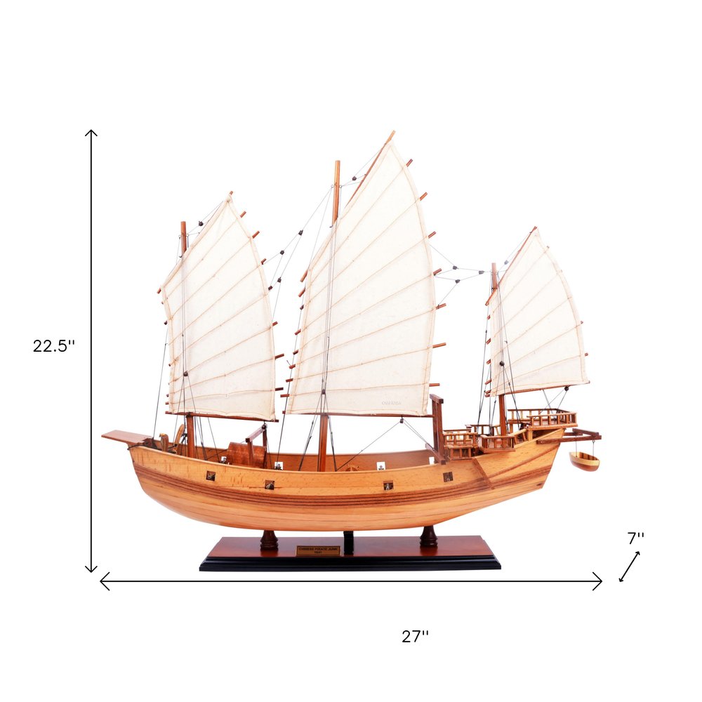 23" Unfinished Wood Hand Painted Model Boat