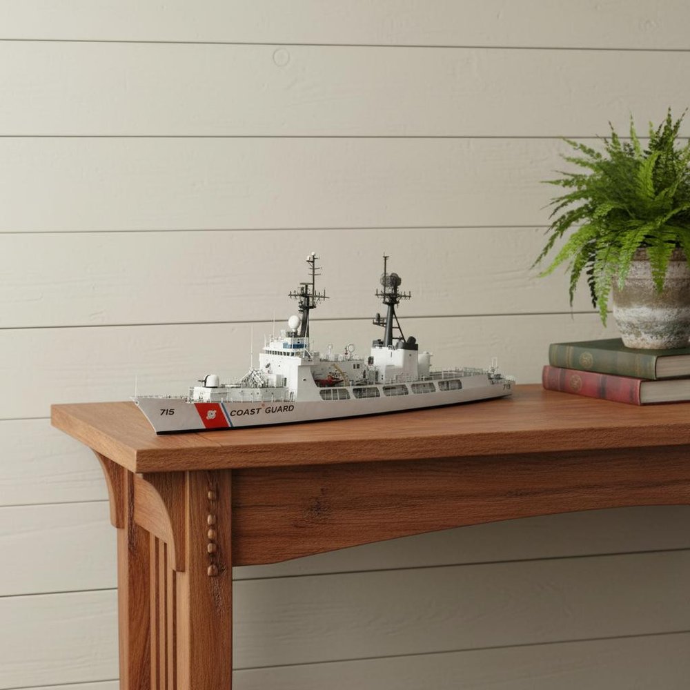 10" Unfinished Wood Hand Painted Model Boat