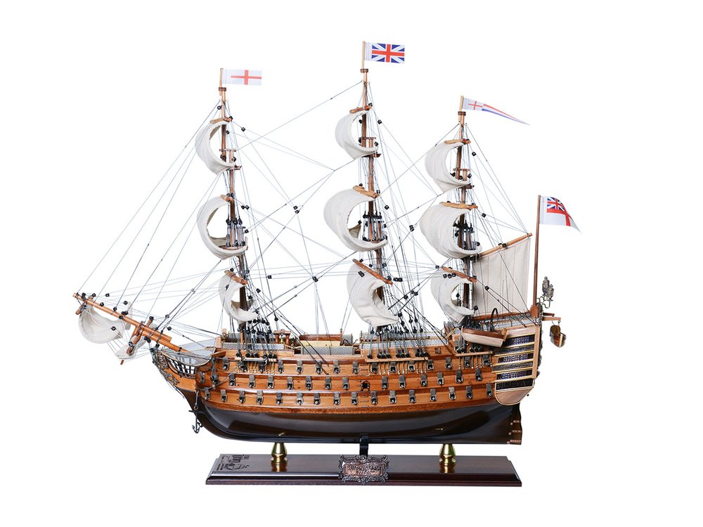 27" Unfinished Wood Hand Painted Model Boat