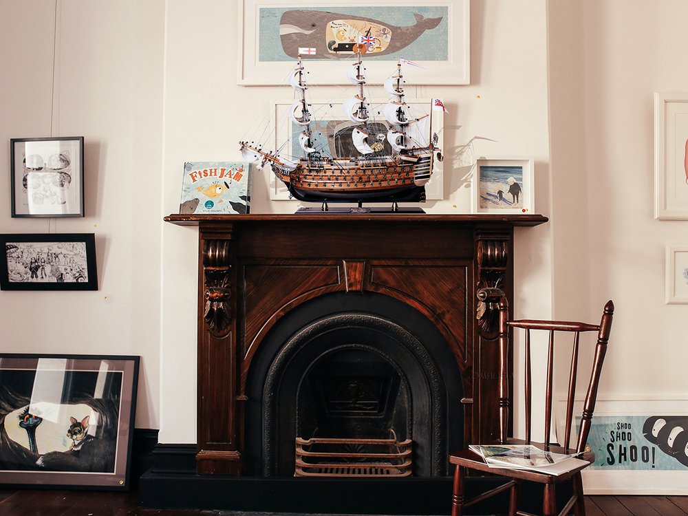 27" Unfinished Wood Hand Painted Model Boat