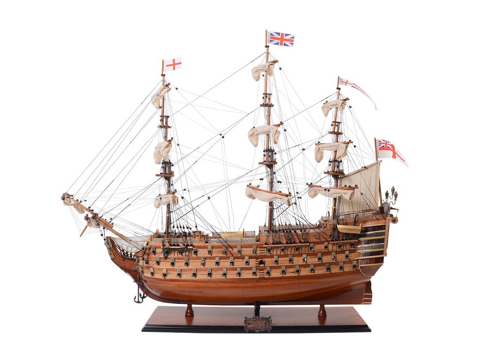36" Unfinished Wood Hand Painted Model Boat