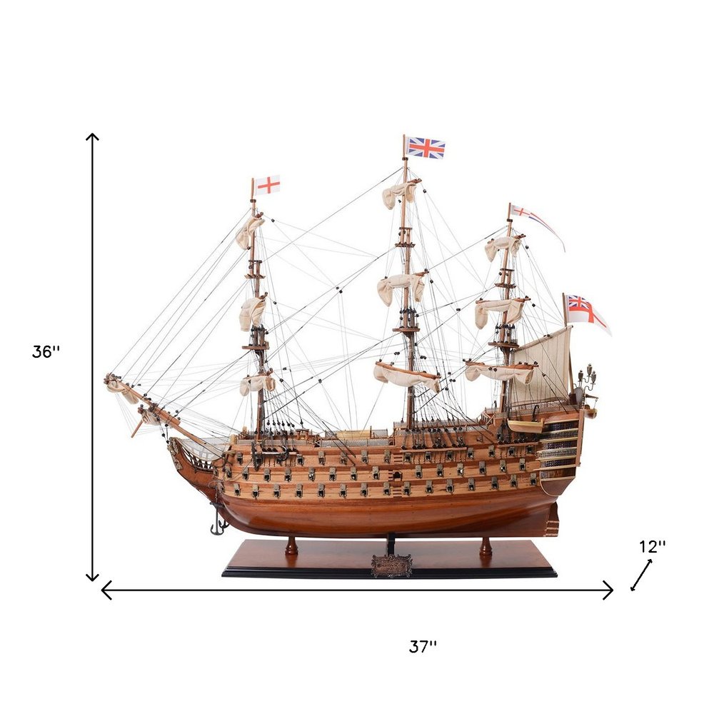 36" Unfinished Wood Hand Painted Model Boat