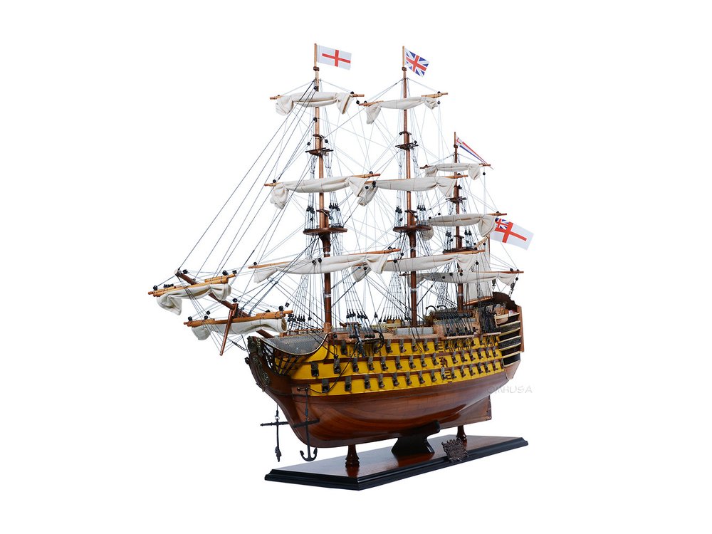36" Unfinished Wood Hand Painted Model Boat