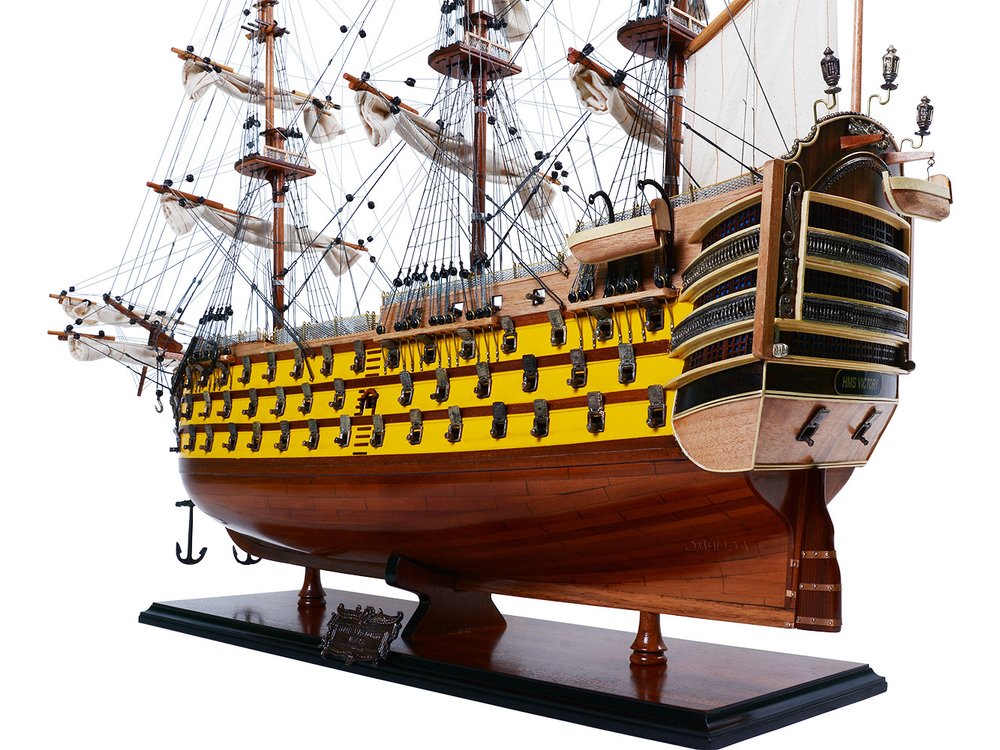 36" Unfinished Wood Hand Painted Model Boat