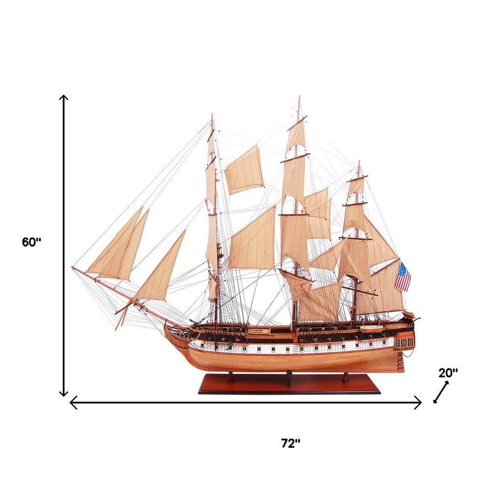 60" Unfinished Wood Hand Painted Model Boat