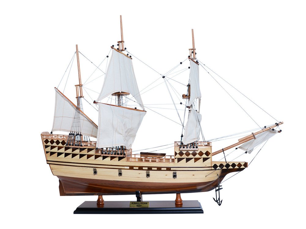 25" Unfinished Wood Hand Painted Model Boat